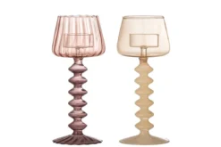 2er Set Teelichthalter Silas – Rosé, gefertigt aus Glas
