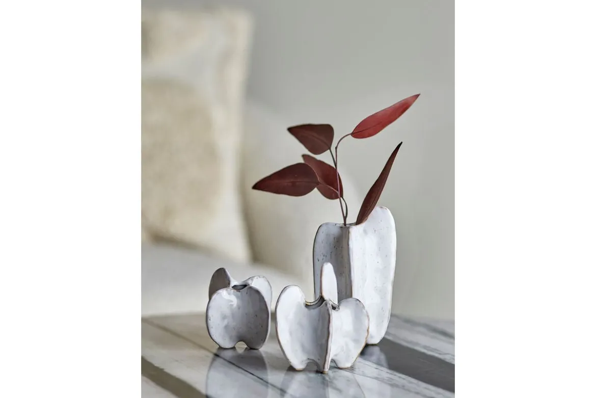3er Set Vase Lela - Weiß, aus Steingut