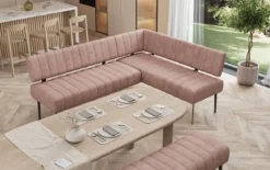 Essbank-Set Montero aus robustem Stoff mit Metallbeinen