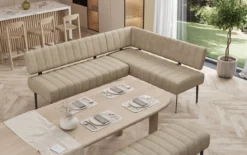 Essbank-Set Montero aus robustem Stoff mit Metallbeinen