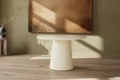 Esstisch Ariana - rund in Beige mit Hochglanzlack
