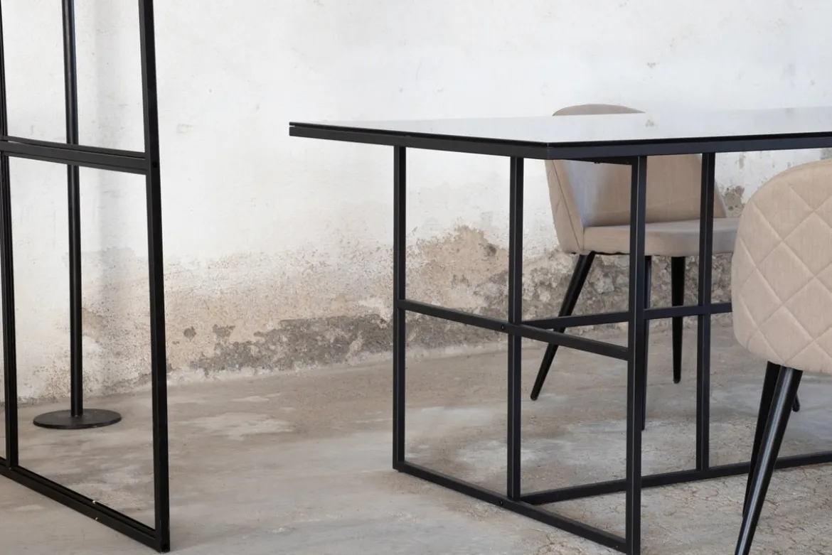Esstisch Life - rechteckiger Esstisch in Schwarz aus Stahl und Glas