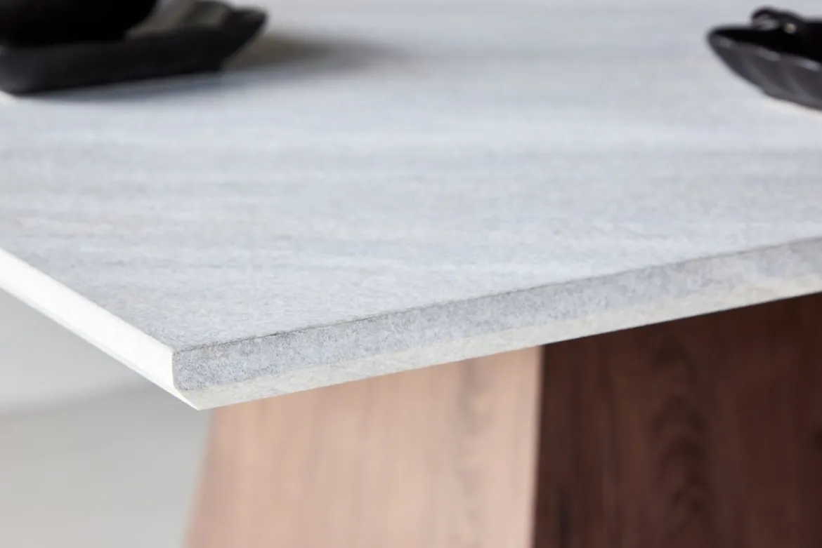 Esstisch Lior 120×120 cm in Hellgrau mit MDF-Gestell