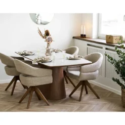 Esstisch Myrvika - dunkelbraunes Holz mit Steinoptik