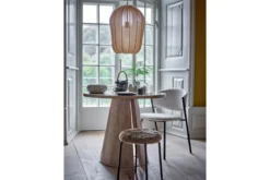 Esstisch Travio – Rundes Design im Travertin-Look