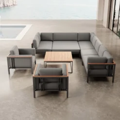 Euphoria – Ecklounge & 2 Loungesessel mit Tisch aus Aluminium | Aevora™ Kollektion