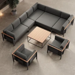 Euphoria – Ecklounge & 2 Loungesessel mit Tisch aus Aluminium | Aevora™ Kollektion
