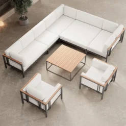 Euphoria – Ecklounge & 2 Loungesessel mit Tisch aus Aluminium | Aevora™ Kollektion