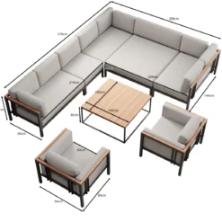 Euphoria – Ecklounge & 2 Loungesessel mit Tisch aus Aluminium | Aevora™ Kollektion
