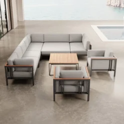 Euphoria – Ecklounge & 2 Loungesessel mit Tisch aus Aluminium | Aevora™ Kollektion