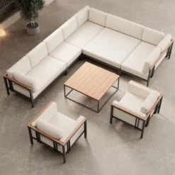 Euphoria – Ecklounge & 2 Loungesessel mit Tisch aus Aluminium | Aevora™ Kollektion