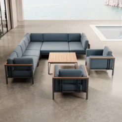 Euphoria – Ecklounge & 2 Loungesessel mit Tisch aus Aluminium | Aevora™ Kollektion