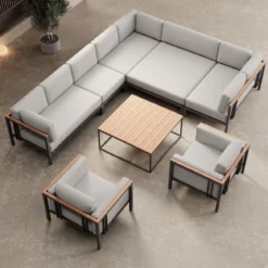 Euphoria – Ecklounge & 2 Loungesessel mit Tisch aus Aluminium | Aevora™ Kollektion