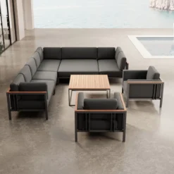 Euphoria – Ecklounge & 2 Loungesessel mit Tisch aus Aluminium | Aevora™ Kollektion