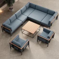 Euphoria – Ecklounge & 2 Loungesessel mit Tisch aus Aluminium | Aevora™ Kollektion