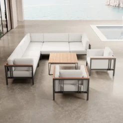 Euphoria – Ecklounge & 2 Loungesessel mit Tisch aus Aluminium | Aevora™ Kollektion