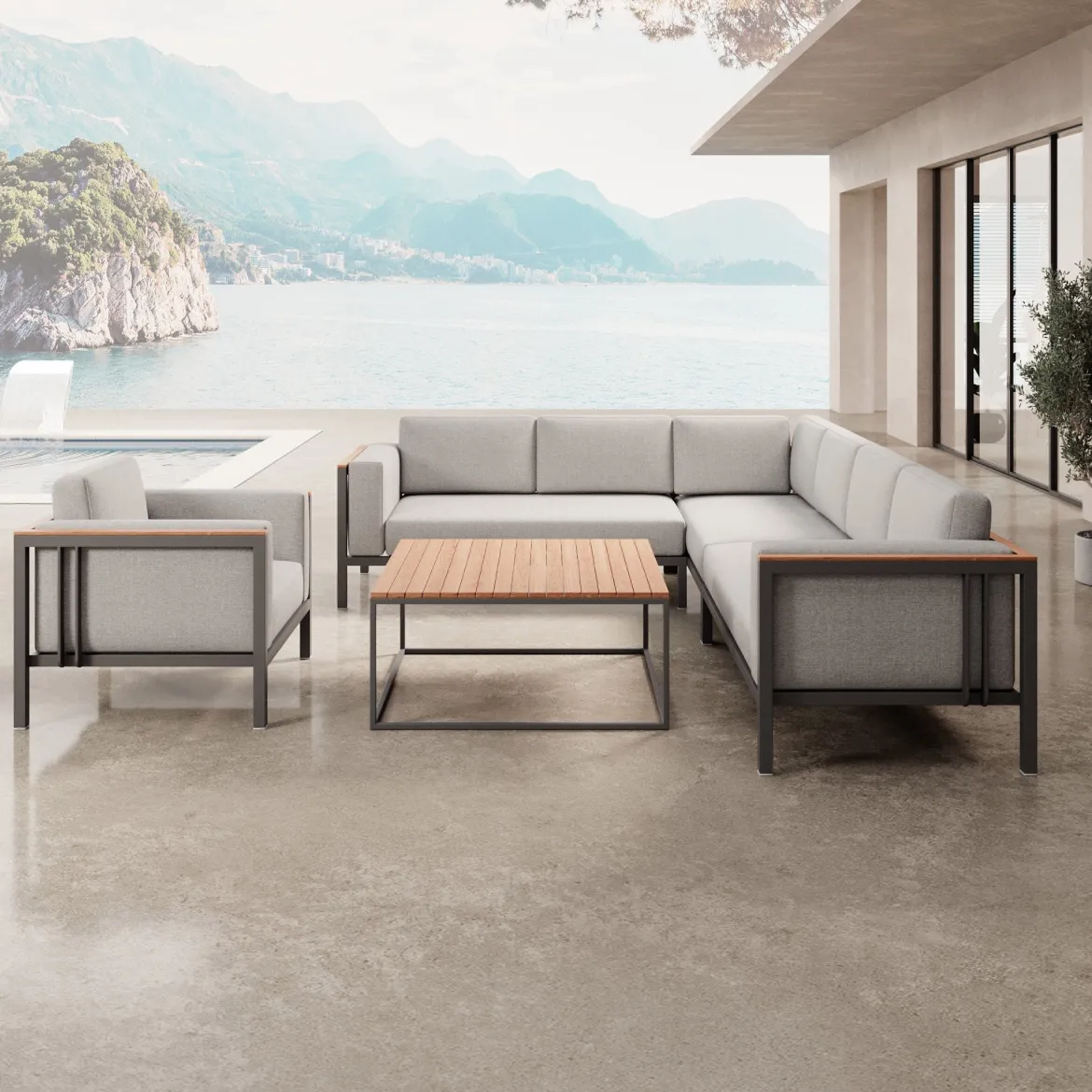 Euphoria – Ecklounge, Loungesessel & Tisch aus Aluminium | Aevora™ Kollektion
