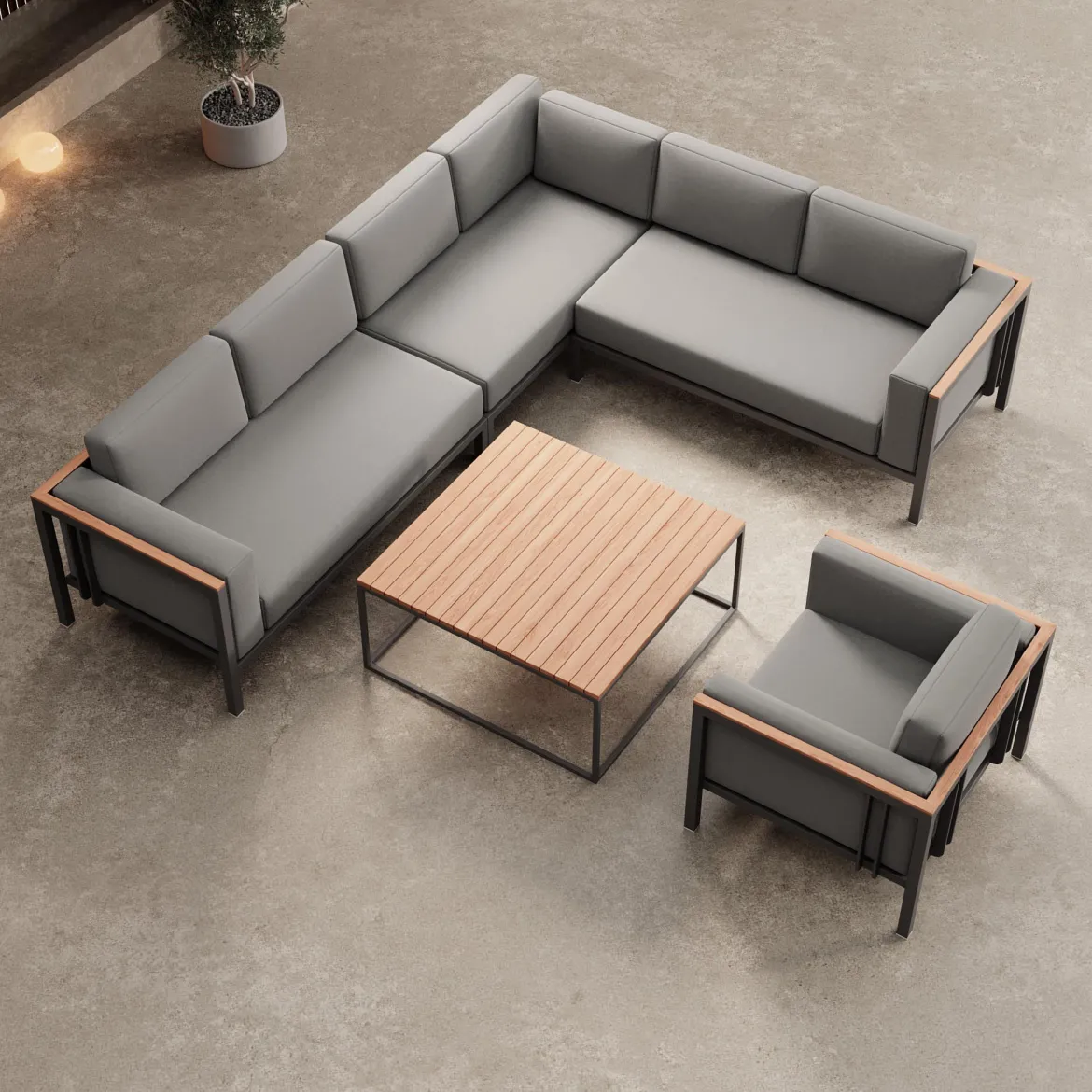 Euphoria – Ecklounge, Loungesessel & Tisch aus Aluminium | Aevora™ Kollektion