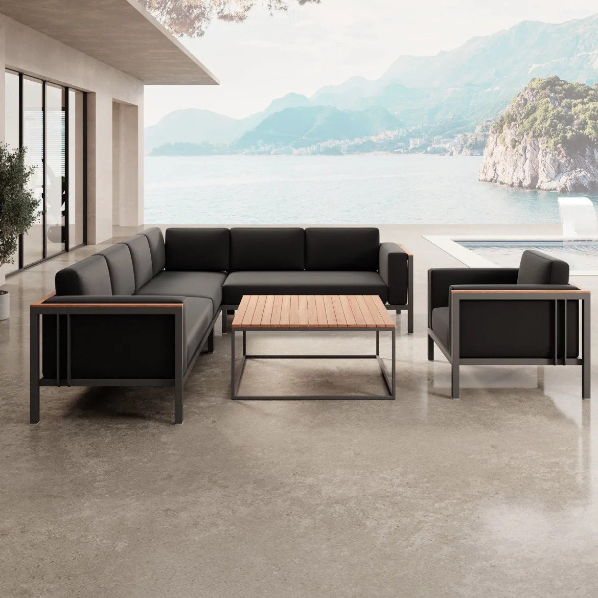 Euphoria – Ecklounge, Loungesessel & Tisch aus Aluminium | Aevora™ Kollektion