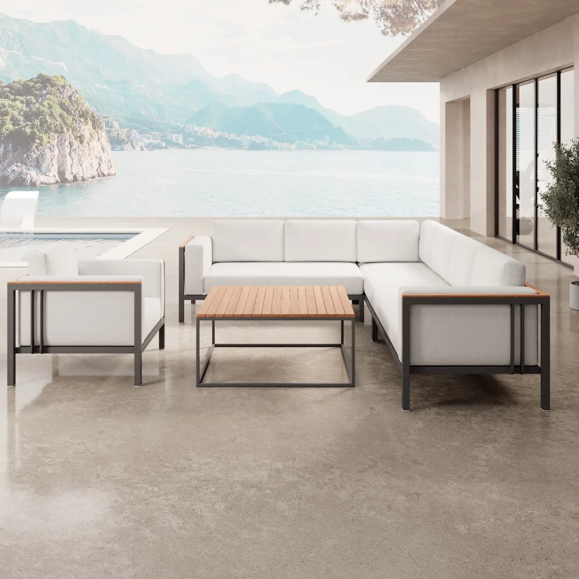 Euphoria – Ecklounge, Loungesessel & Tisch aus Aluminium | Aevora™ Kollektion