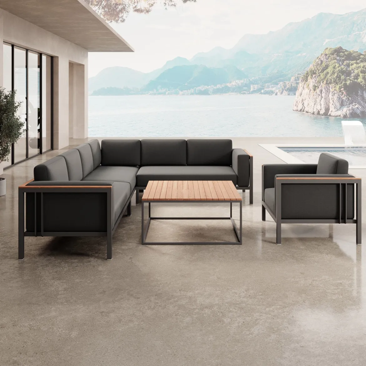 Euphoria – Ecklounge, Loungesessel & Tisch aus Aluminium | Aevora™ Kollektion
