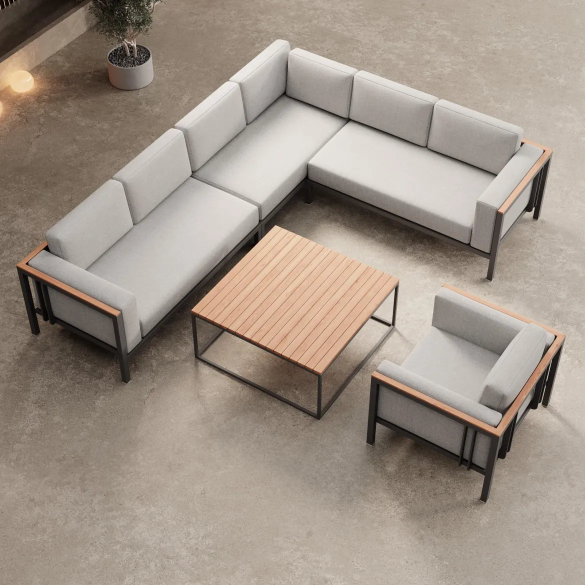 Euphoria – Ecklounge, Loungesessel & Tisch aus Aluminium | Aevora™ Kollektion