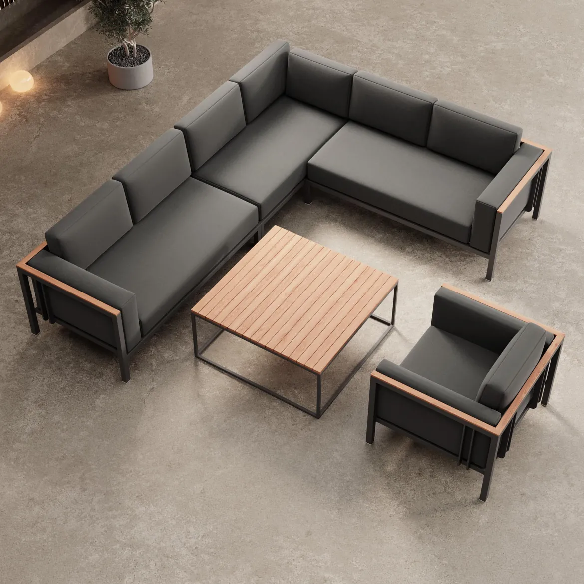 Euphoria – Ecklounge, Loungesessel & Tisch aus Aluminium | Aevora™ Kollektion
