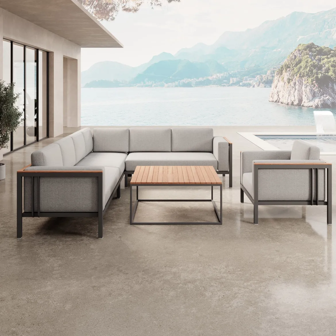 Euphoria – Ecklounge, Loungesessel & Tisch aus Aluminium | Aevora™ Kollektion