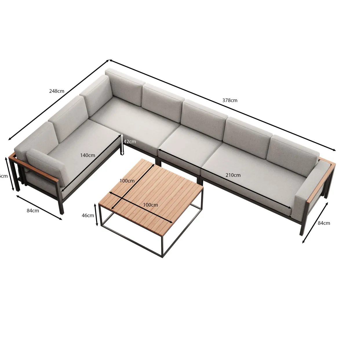 Euphoria – L-Maxilounge & Tisch aus Aluminium | Aevora™ Kollektion