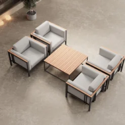 Euphoria – 4 Loungesessel & Tisch aus Aluminium | Aevora™ Kollektion