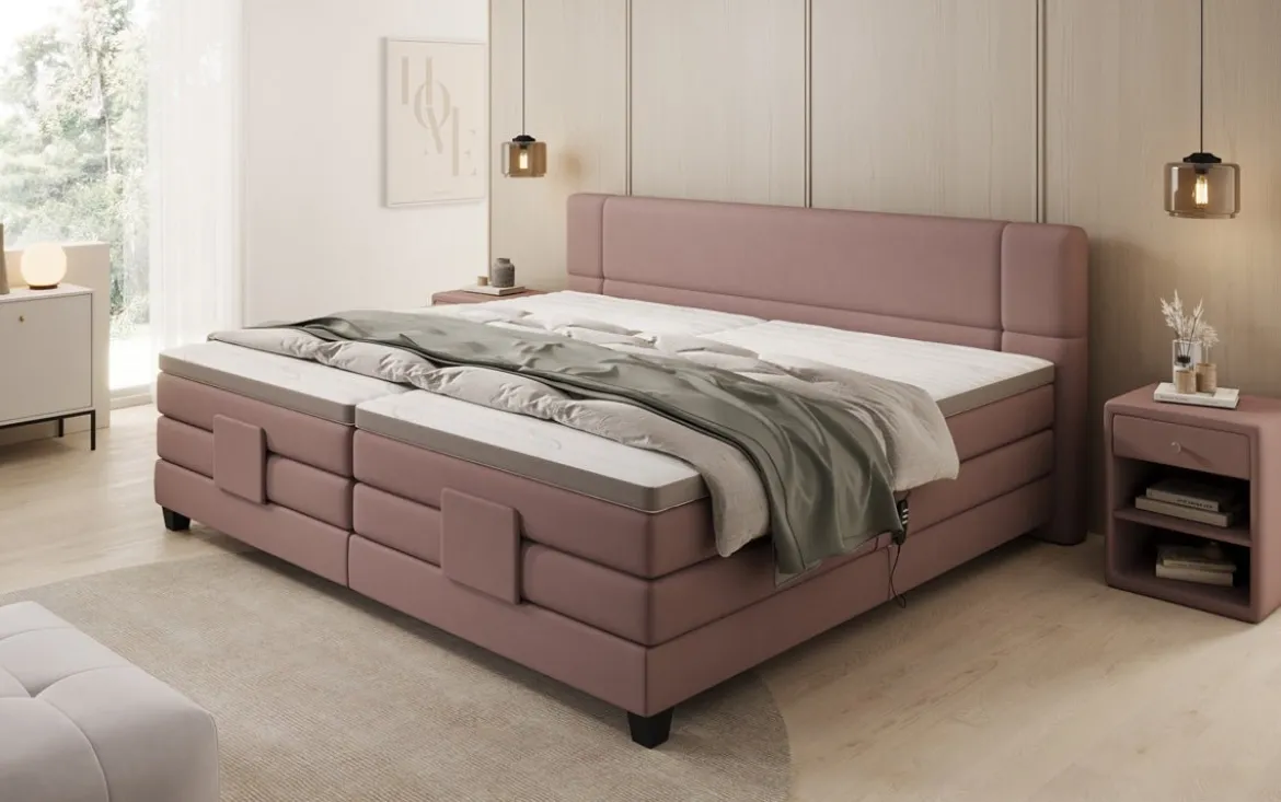 Familien Boxspringbett Noela 220/240x200 elektrisch verstellbar in Stoff