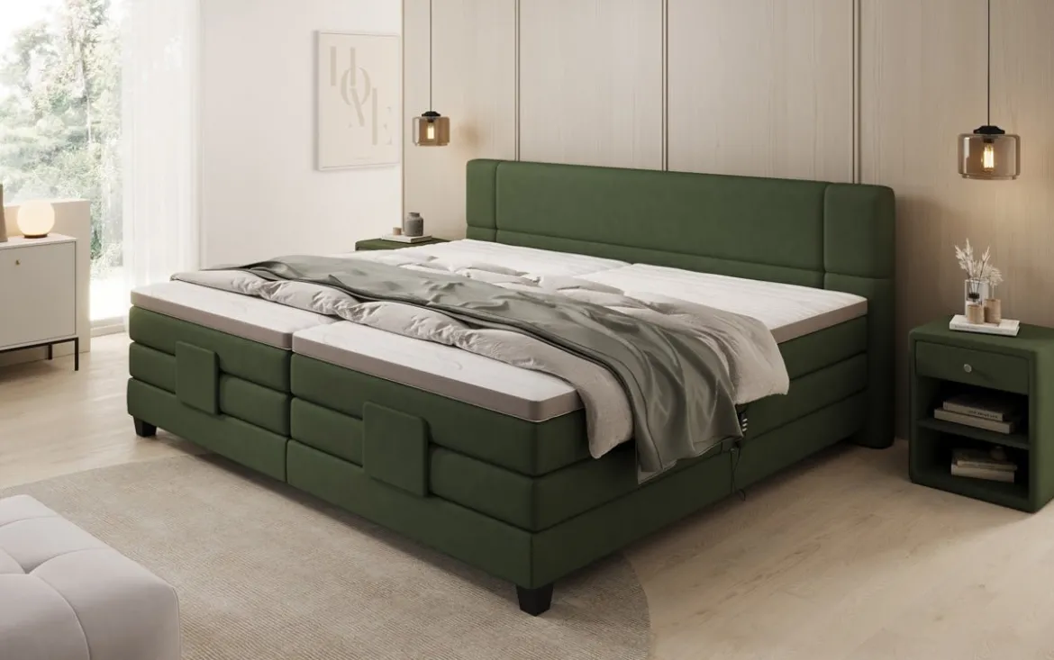 Familien Boxspringbett Noela 220/240x200 elektrisch verstellbar in Stoff