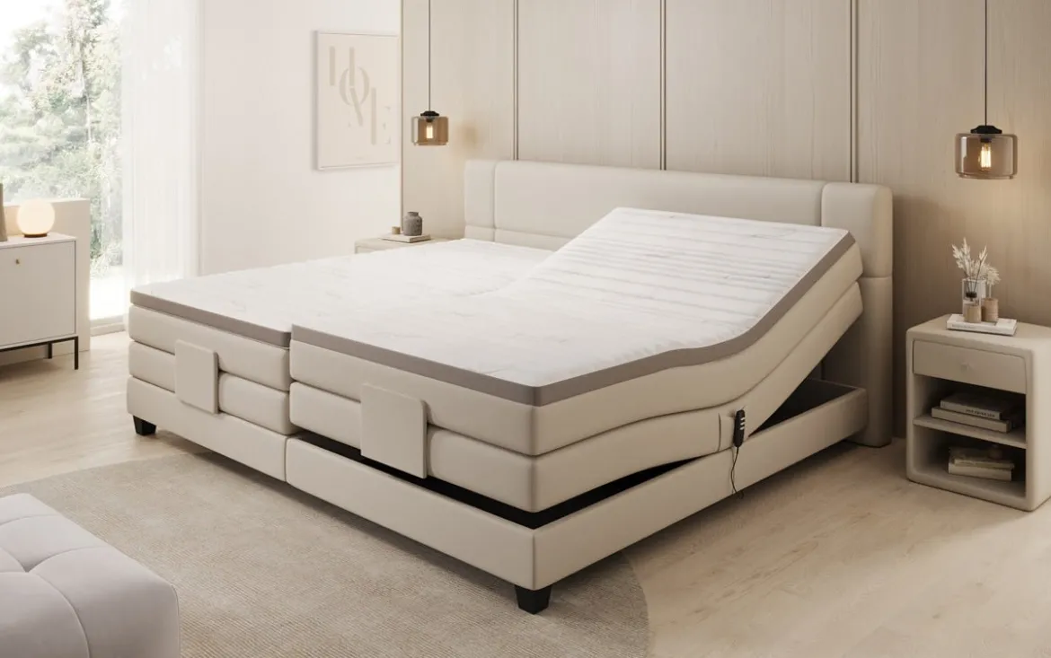 Familien Boxspringbett Noela 220/240x200 elektrisch verstellbar in Stoff