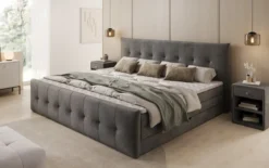 Familien Boxspringbett Valenza – 220/240x200 mit Stauraum in Samt