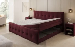 Familien Boxspringbett Valenza – 220/240x200 mit Stauraum in Samt
