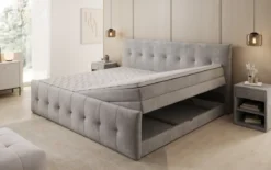Familien Boxspringbett Valenza – 220/240x200 mit Stauraum in Samt