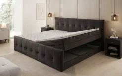 Familien Boxspringbett Valenza – 220/240x200 mit Stauraum in Samt