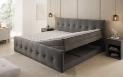 Familien Boxspringbett Valenza – 220/240x200 mit Stauraum in Samt