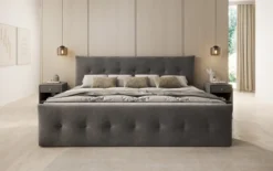Familien Boxspringbett Valenza – 220/240x200 mit Stauraum in Samt