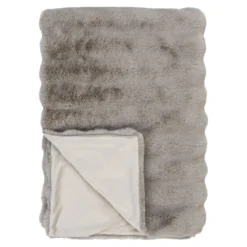 Flausch - Tagesdecke Tao aus Kunstfell Grau 130x180 cm