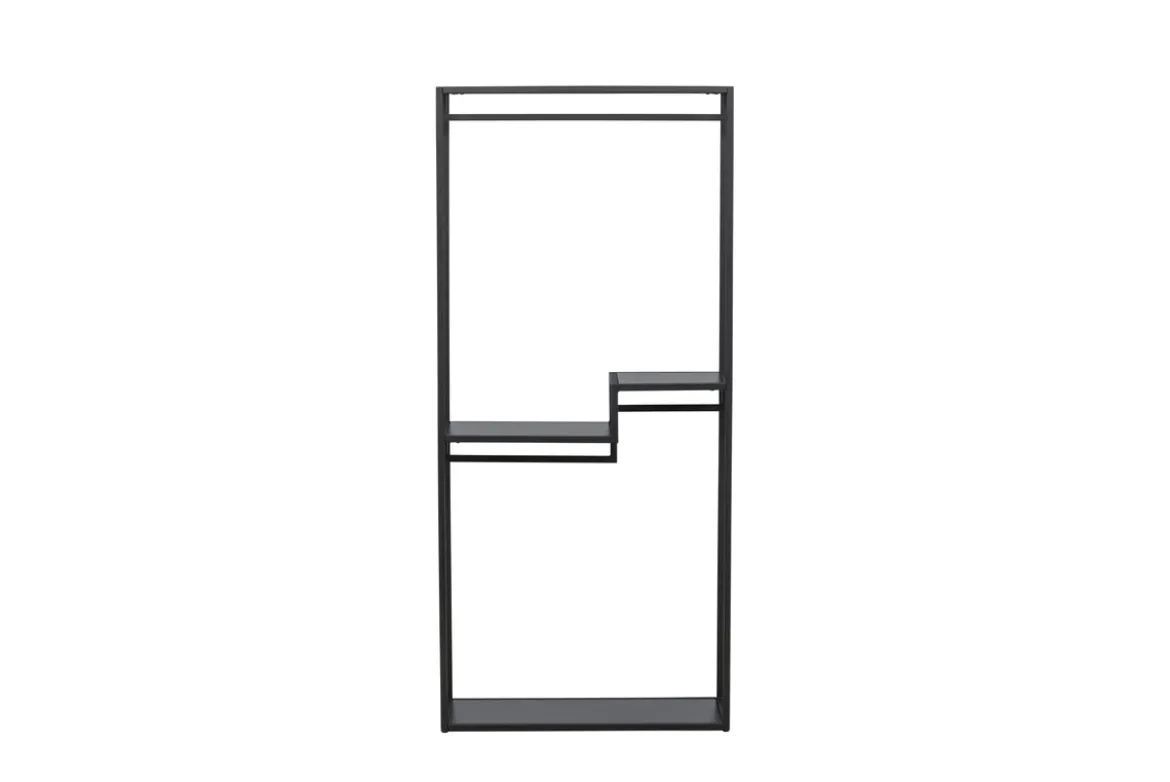 Garderobe Lerano – Offenes Kleiderregal in Schwarz mit Ablagen