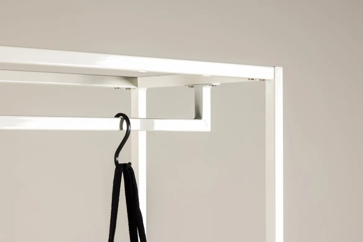 Garderobe Narell – Offenes Kleiderregal in Beige mit Ablagen