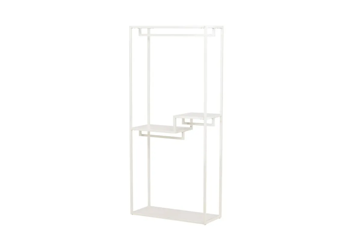 Garderobe Narell – Offenes Kleiderregal in Beige mit Ablagen