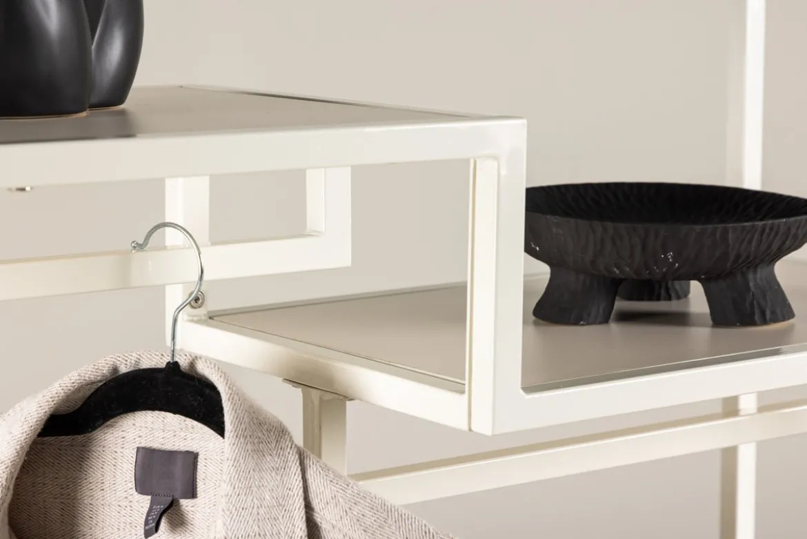 Garderobe Narell – Offenes Kleiderregal in Beige mit Ablagen