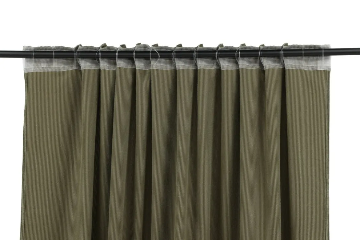 Gardinen-Set Verta – mit Mehrband-System in Beige & Moosgrün