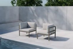 Gartenbank Eckmodul Borelio - Aus Aluminium in den Farben Khaki und Beige