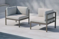 Gartenbank Eckmodul Borelio - Aus Aluminium in den Farben Khaki und Beige
