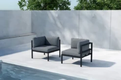 Gartenbank Eckmodul Nero - Aus Aluminium in Schwarz, Braun und Beige