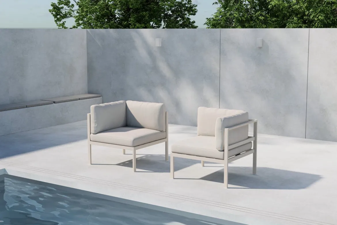 Gartenbank Eckmodul Nero - Aus Aluminium in Schwarz, Braun und Beige