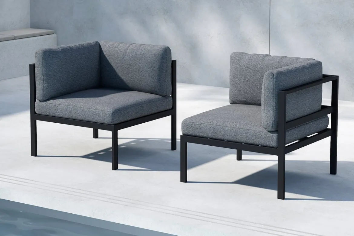 Gartenbank Eckmodul Nero - Aus Aluminium in Schwarz, Braun und Beige
